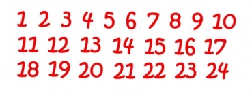 Adventskalenderzahlen Bügelbild